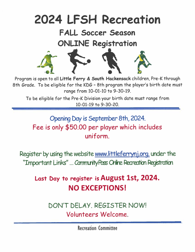 LFSH Fall Soccer Season Registration